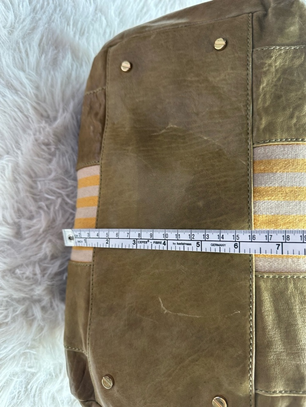 Tory Burch Matilda green tea .. Yellow Striped Leather Satchel bag - Picture 7 of 10